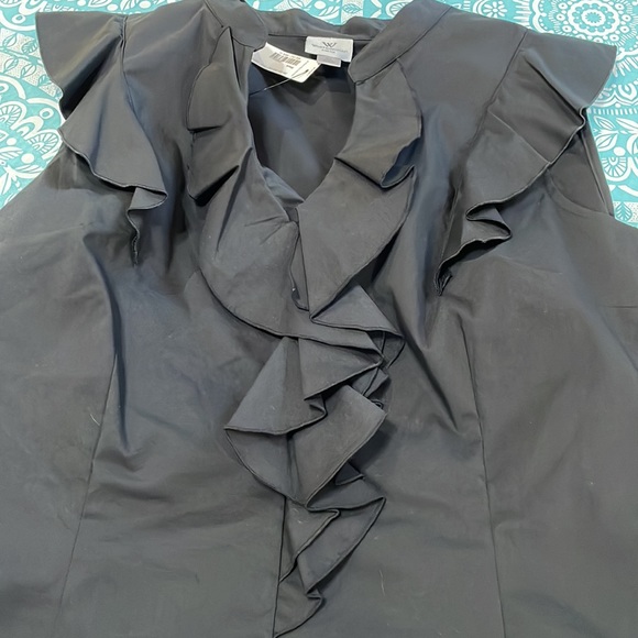 Worthington Stretch Sleeveless Women’s Black Ruffled Blouse XL - Picture 5 of 9